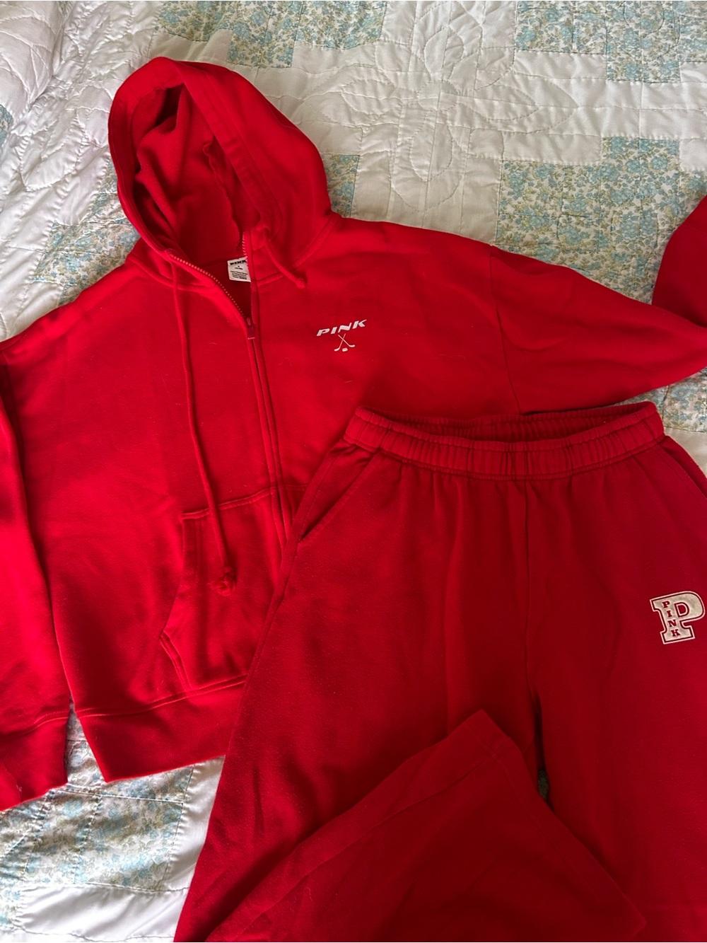 PINK Victoria's Secret Red Hooded Lounge Set
